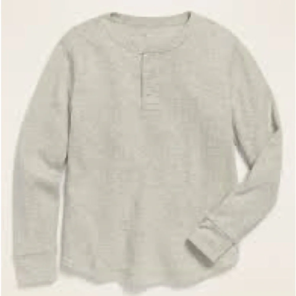 GAP Boys Thermal-Knit Long Sleeve Henley Waffle Oatmeal Cream Pullover Size Med